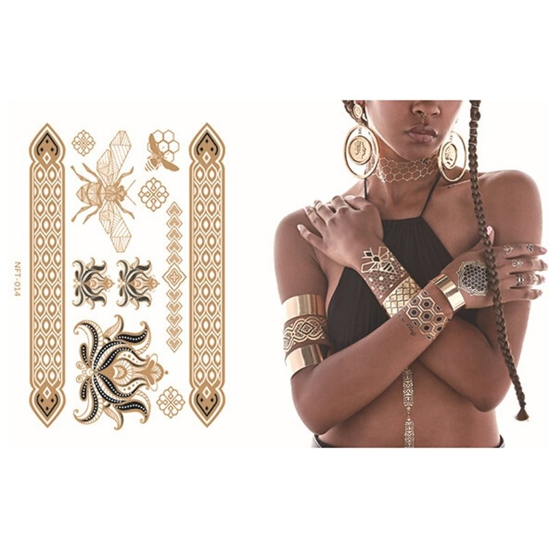 Buy Gold Silver Metallic Flash Temporary Tattoos Temporary Body Art Tattoo - intl Singapore