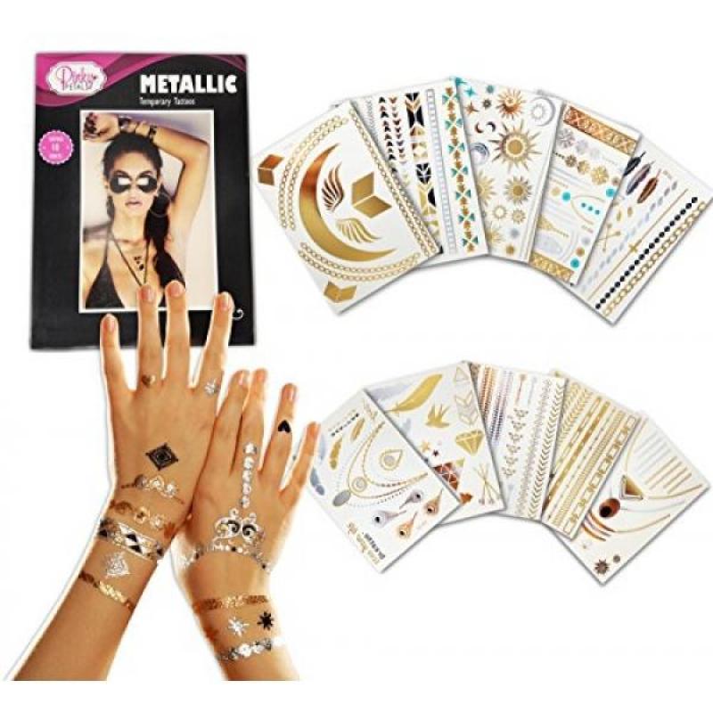 Buy Metallic Temporary Tattoos - 10 SHEETS Over 200 Gold Silver Tattoos Pinky Petals Singapore