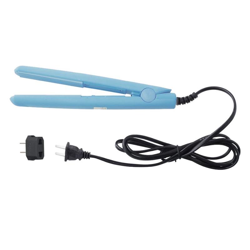 Buy Mini Hair Straightener Flat Iron Curler Ceramic Tourmaline Plates(Blue) Singapore