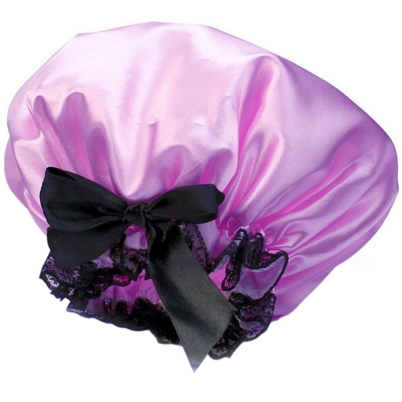Buy Satin Waterproof Double Layers Elastic Band Hair Bath Cap Shower
Hat with Bow and Lace Purple (Intl) Singapore