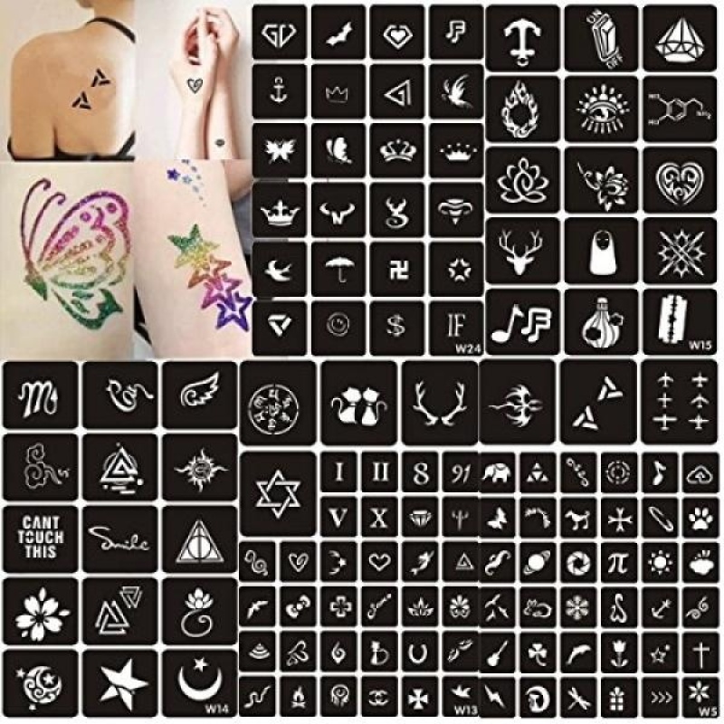 Buy Tattoo Stencils,129 Sheets Adhesive Stencils Template Uniquely Themed Stencils Kit For Glitter Tattoo Body Art Design - intl Singapore