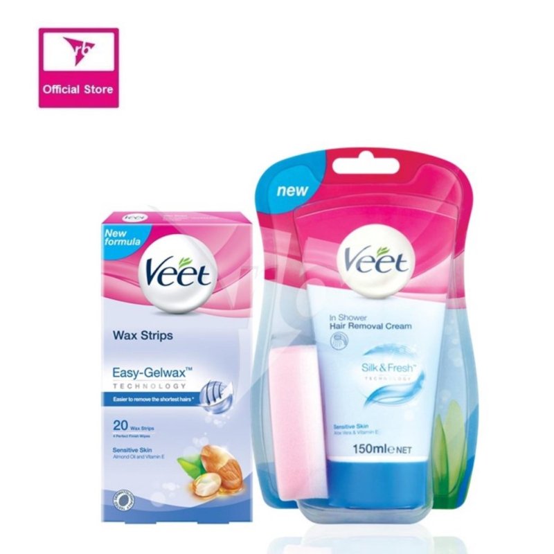 Buy Veet In-Shower Cream 150ML & Wax Strip 20's For Sensitive Skin Singapore