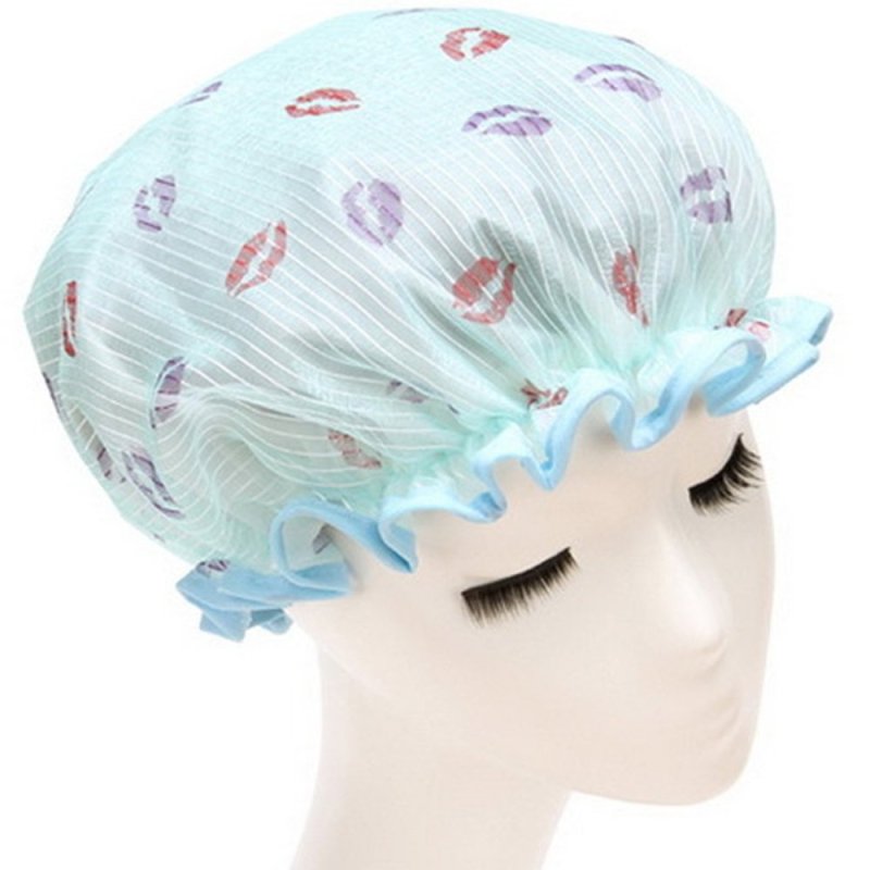 Buy Women Ladies Girls Lips Pattern Waterproof Double Layers Elastic
Band Hair Bath Cap Shower Spa Hat Blue (Intl) Singapore