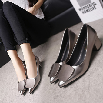 2017 Autumn New Style Shoes Women Shallow Mouth Square Bucklepointed Shoes Thick With High-heeled Shoes Korean-style High-heeledshoes Girls (Red) May 2018 - 2 2017 autumn New style shoes women shallow mouth square bucklepointed shoes thick with high-heeled shoes Korean-style high-heeledshoes girls (Red) - 2