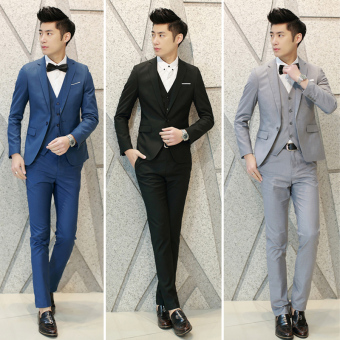 Groom Wedding Dress Slim Fit Business Professional Men's Suit (Two Grain Buckle Black) (Two Grain Buckle Black) April 2018 - 2 Groom wedding dress Slim fit business professional men's suit (Two grain buckle black) (Two grain buckle black) - 2