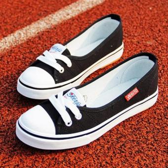 Women Slip On Canvas Shoes Ladies Low Cut Casual Flat Black Women Slip On Canvas Shoes Ladies Low Cut Casual Flat Black