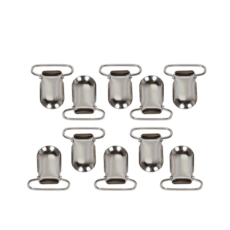 Andux 25pcs/set Duckbill buckle Lead Metal Pacifier Paci Suspender Holder Clips Square Insert Hook Holder YJK-01 Silver - intl