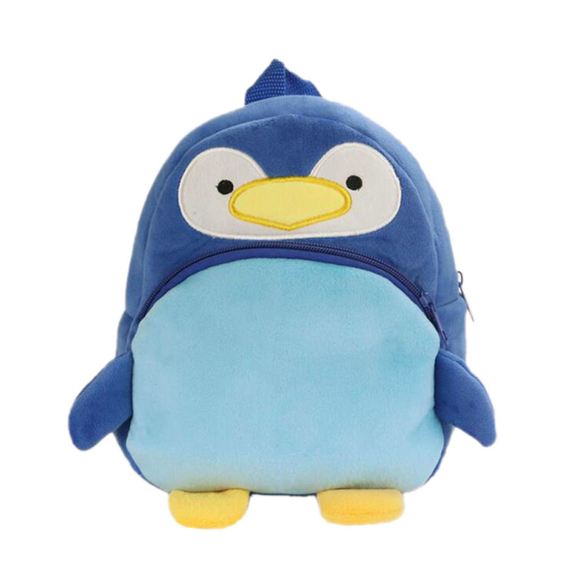Cartoon Animal Pattern Kids Child Small Soft Plush Schoolbag School
Bag Backpack Blue Penguin