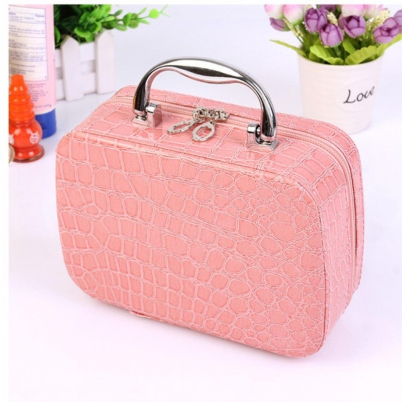 Gift 2017 Korean Portable Cosmetic Bag Vanity Case Pouch Stone Grain Daily Necessities Storage Organizer Wash Girl Makeup Case - intl