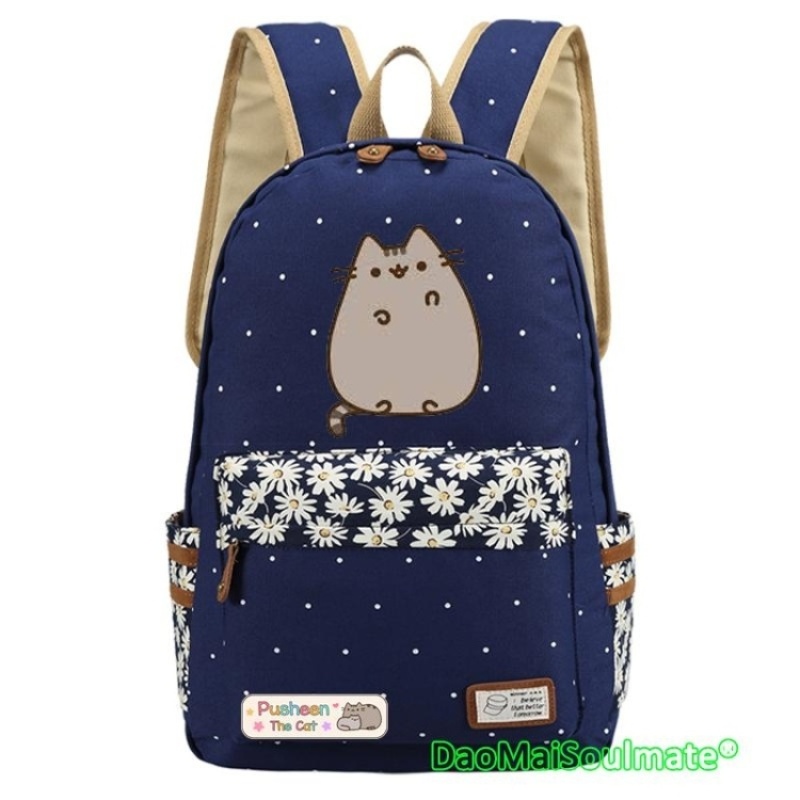 Pusheen Cat Canvas Bag Unicorn Flower Students Laptop RucksacksBackpack for Teenagers Girls Women School Bags Children BackpacksTravel Shoulder Bag - intl